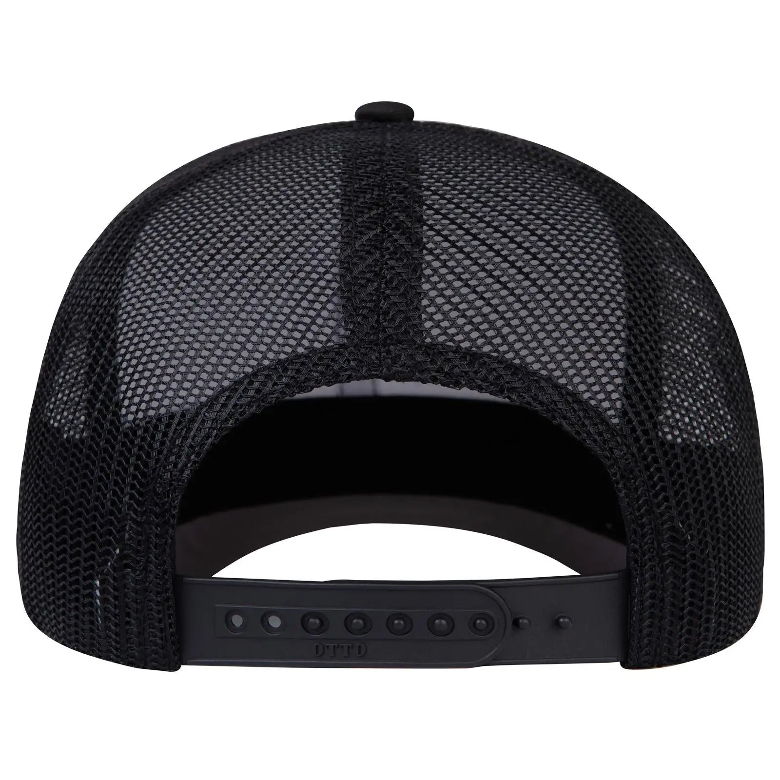 OTTO 1120-1 Seamless 6 Panel Mid Profile Mesh Back Trucker Cap - Blk/Wht/Blk - Blk/Wht/Blk / 7 3/8’’ - 7 5/8’’