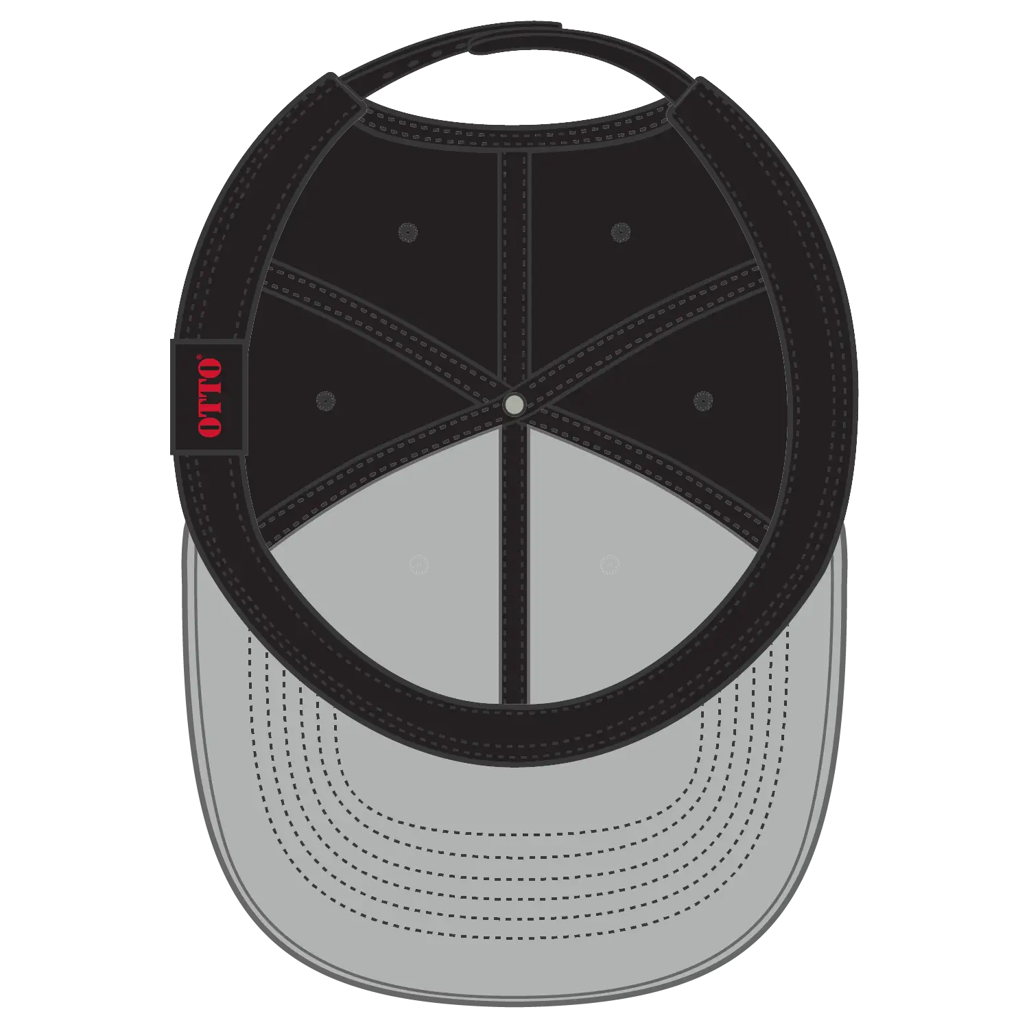 OTTO 1120-1 Seamless 6 Panel Mid Profile Mesh Back Trucker Cap - Blk/Wht/Blk - Blk/Wht/Blk / 7 3/8’’ - 7 5/8’’