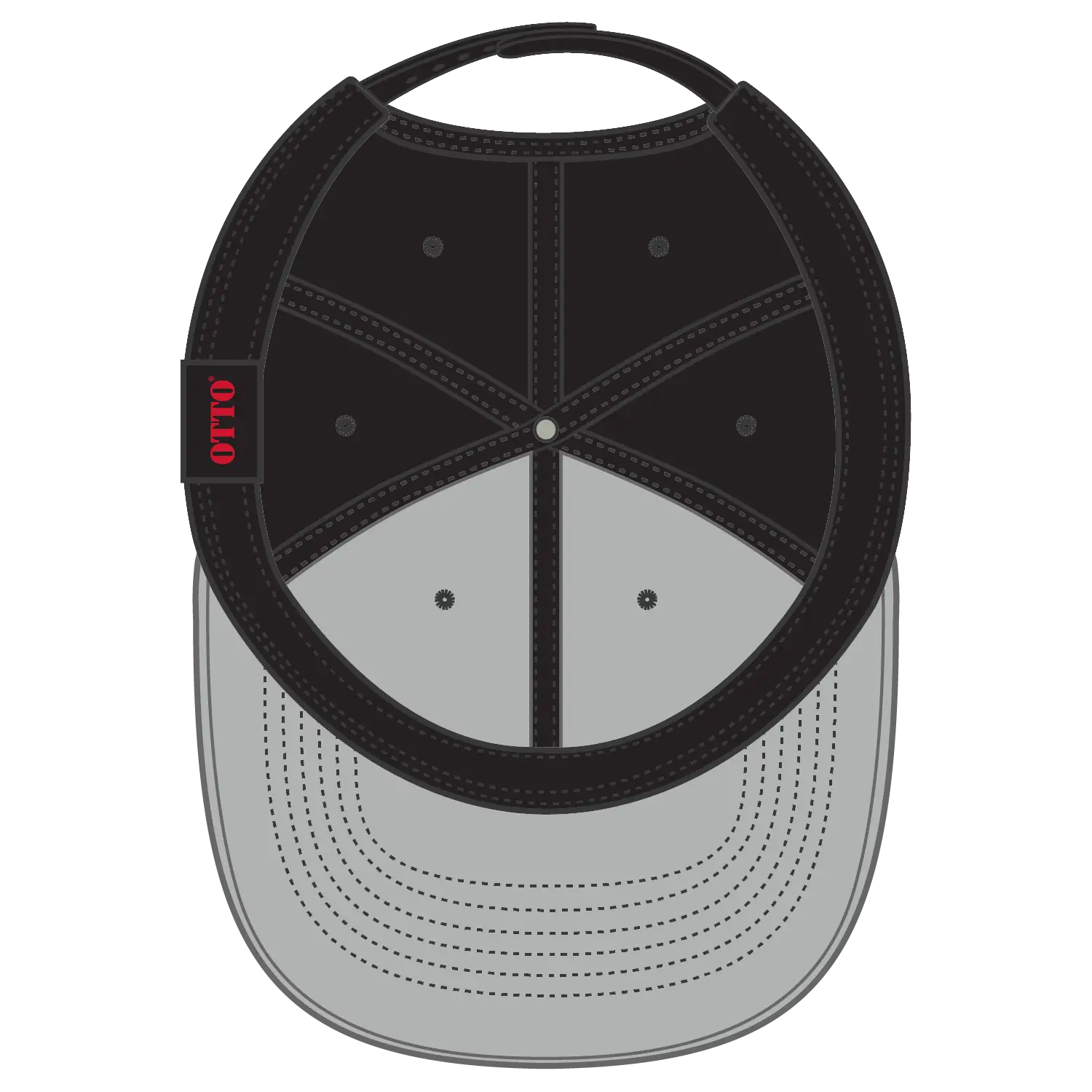 OTTO 1120-1 Seamless 6 Panel Mid Profile Mesh Back Trucker Cap - Black - Black / 7 3/8’’ - 7 5/8’’