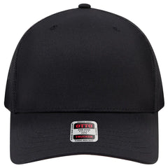 OTTO 1120-1 Seamless 6 Panel Mid Profile Mesh Back Trucker Cap - Black - Black / 7 3/8’’ - 7 5/8’’