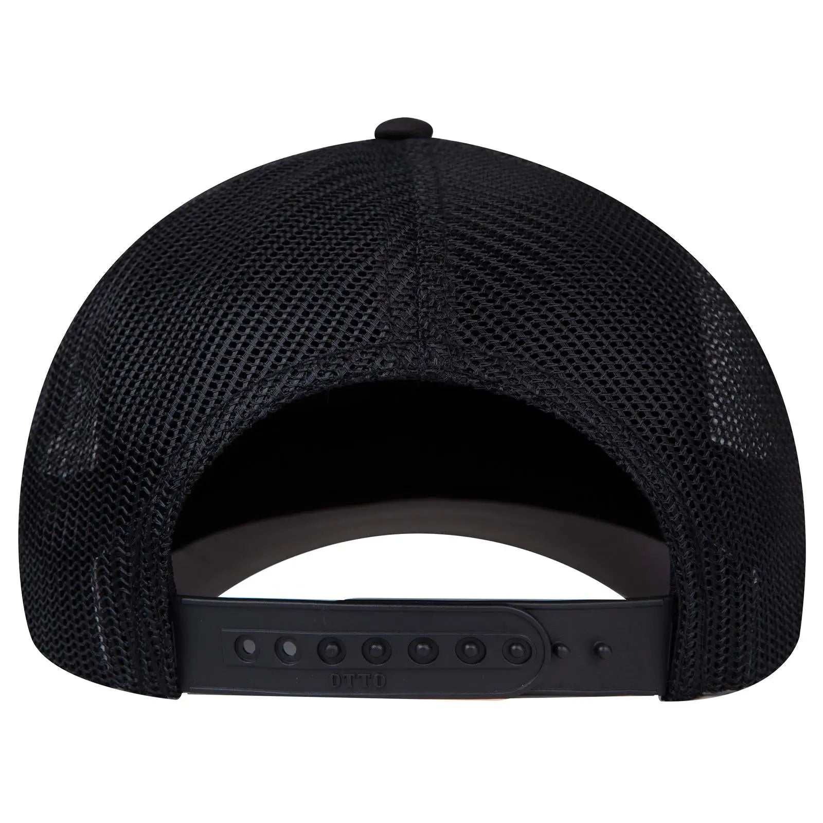 OTTO 1120-1 Seamless 6 Panel Mid Profile Mesh Back Trucker Cap - Black - Black / 7 3/8’’ - 7 5/8’’