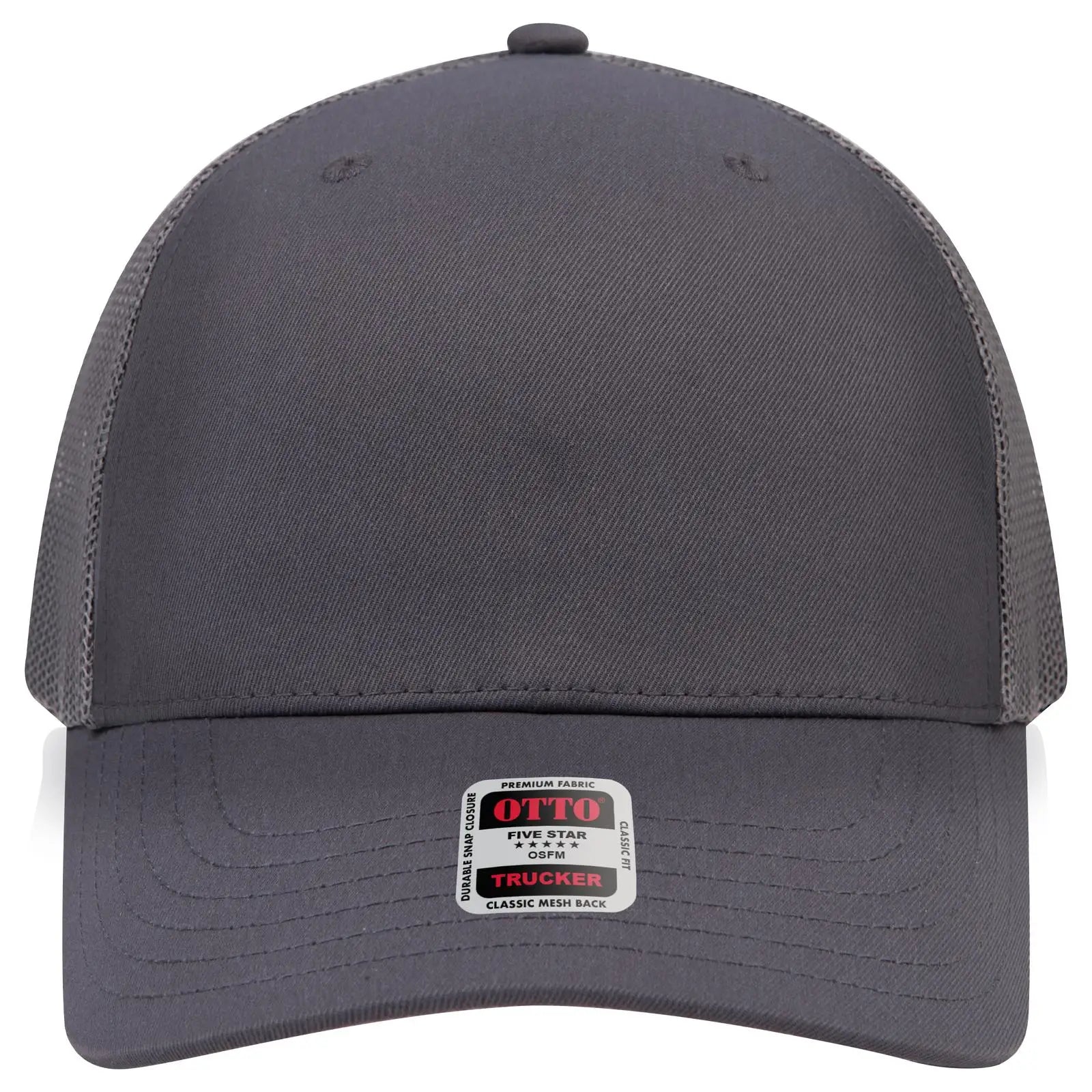 OTTO 1120-1 Seamless 6 Panel Mid Profile Mesh Back Trucker Cap - Char. Gray - Char. Gray / 7 3/8’’ - 7 5/8’’