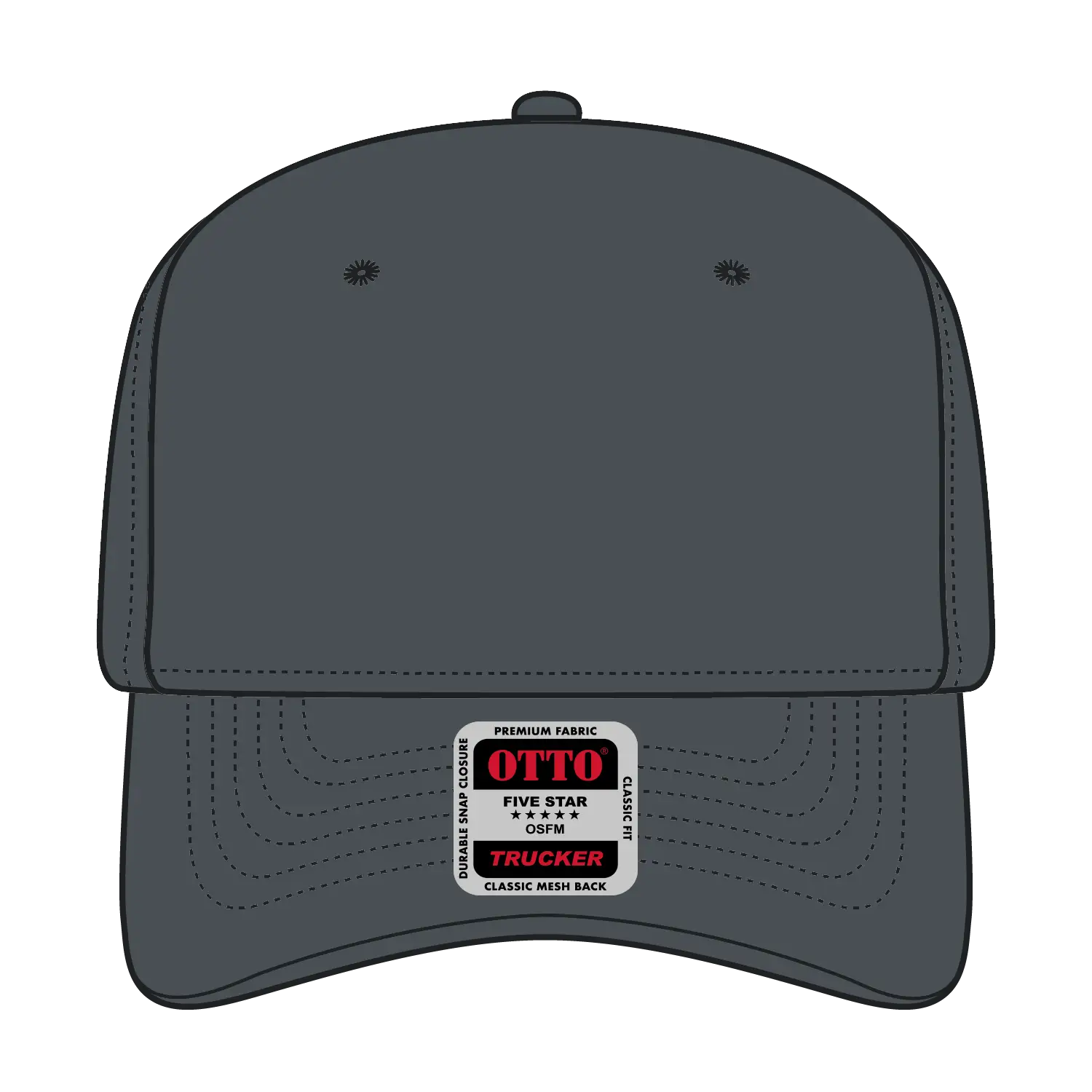 OTTO 1120-1 Seamless 6 Panel Mid Profile Mesh Back Trucker Cap - Char. Gray - Char. Gray / 7 3/8’’ - 7 5/8’’