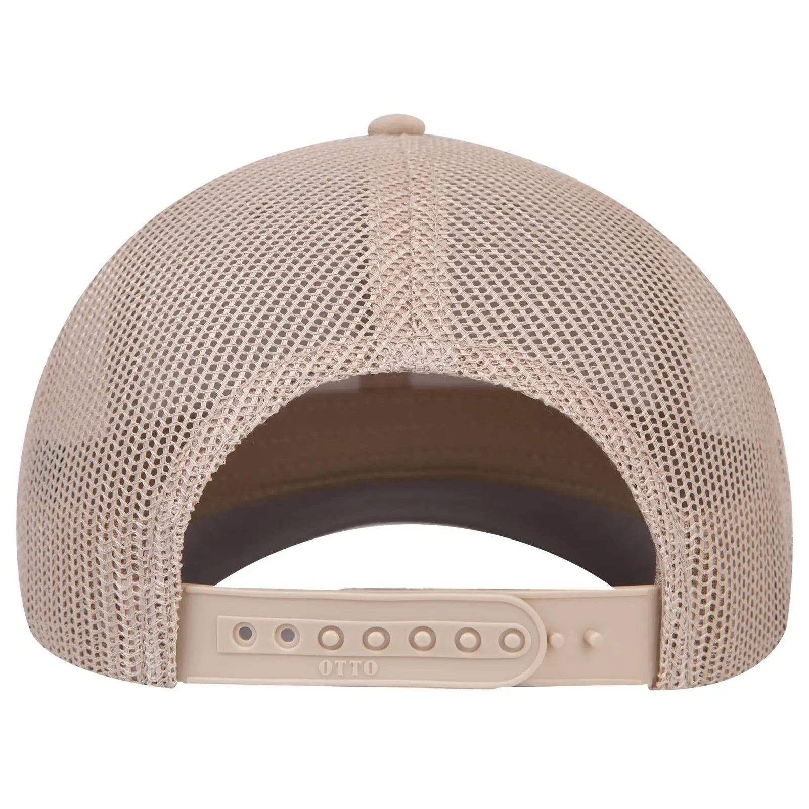 OTTO 1120-1 Seamless 6 Panel Mid Profile Mesh Back Trucker Cap - Khaki - Khaki / 7 3/8’’ - 7 5/8’’