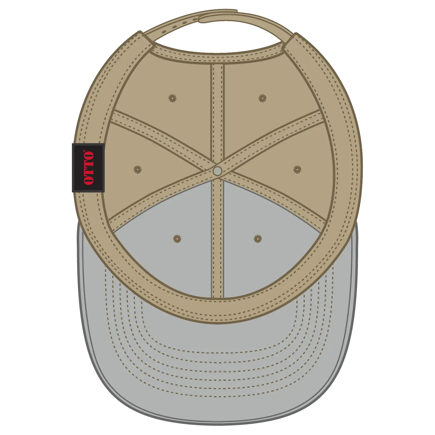 OTTO 1120-1 Seamless 6 Panel Mid Profile Mesh Back Trucker Cap - Khaki - Khaki / 7 3/8’’ - 7 5/8’’