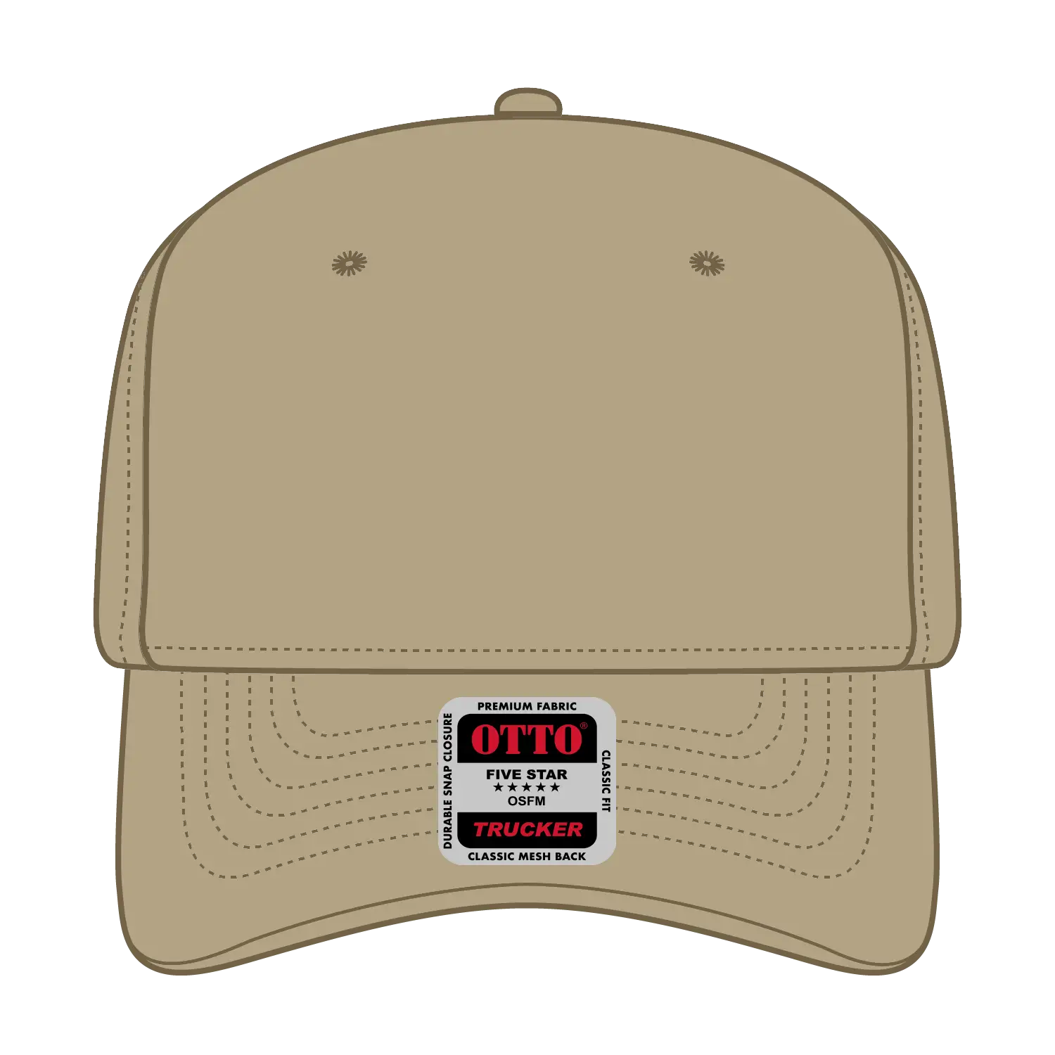 OTTO 1120-1 Seamless 6 Panel Mid Profile Mesh Back Trucker Cap - Khaki - Khaki / 7 3/8’’ - 7 5/8’’