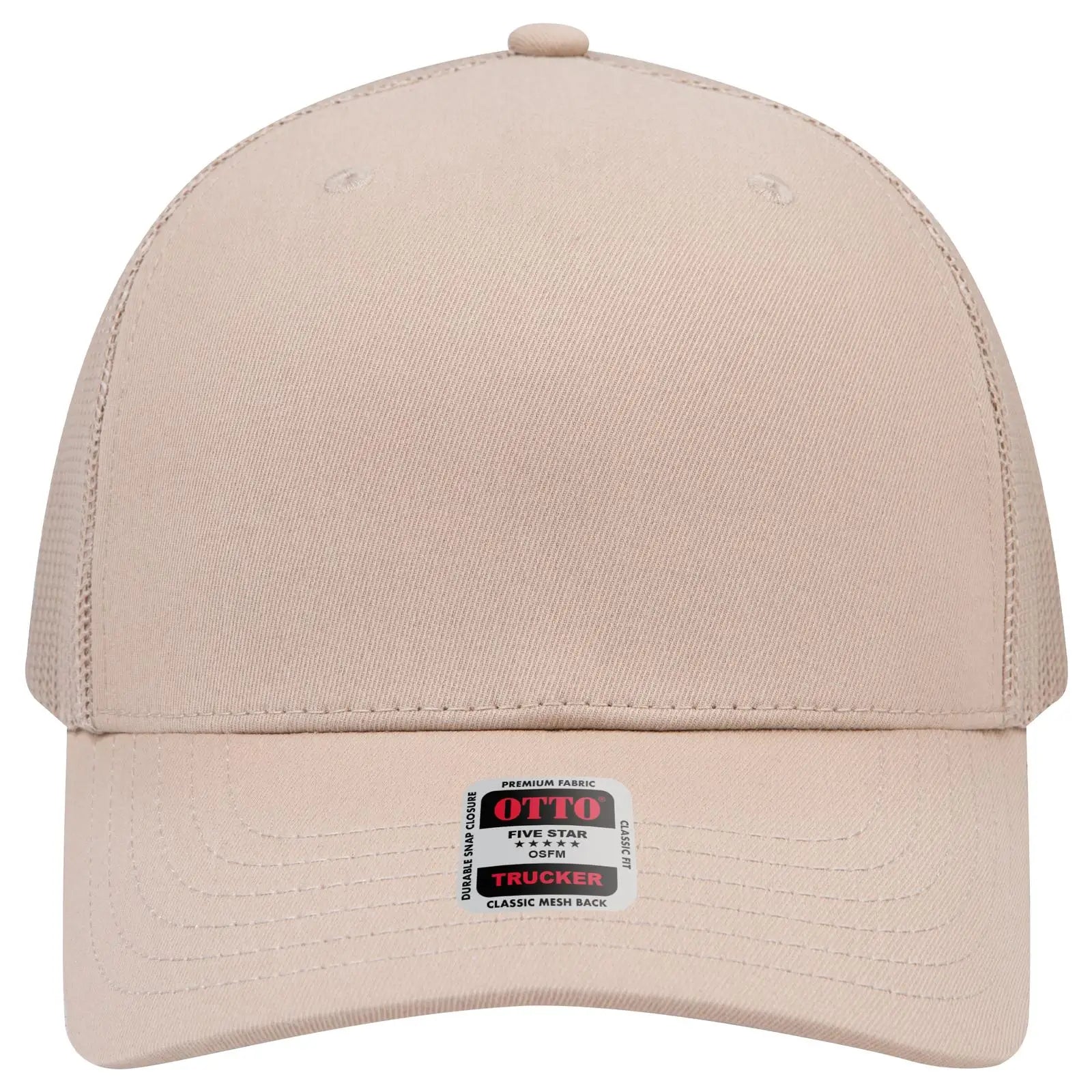 OTTO 1120-1 Seamless 6 Panel Mid Profile Mesh Back Trucker Cap - Khaki - Khaki / 7 3/8’’ - 7 5/8’’