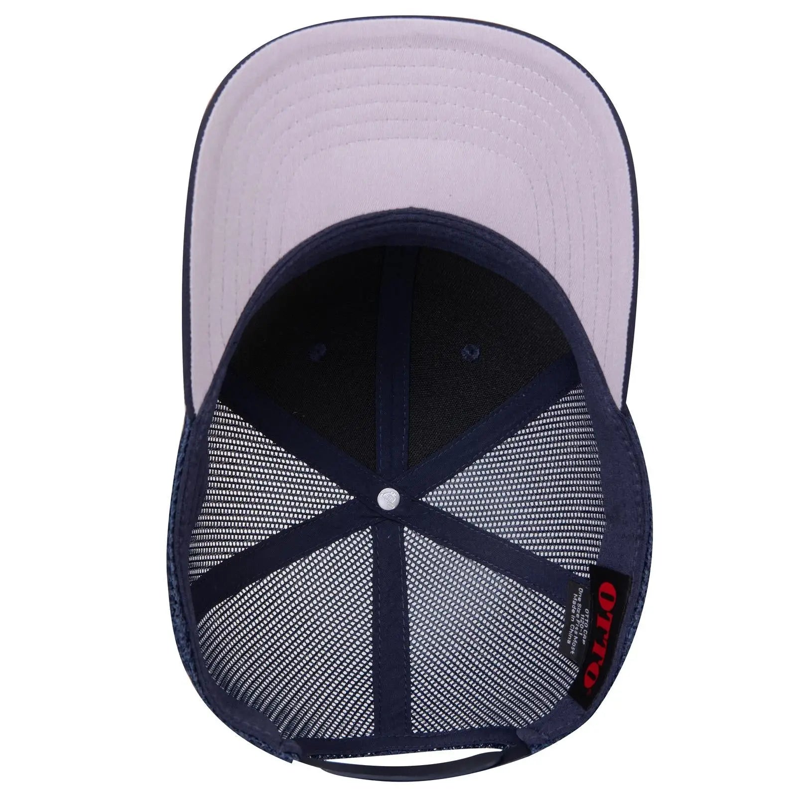 OTTO 1120-1 Seamless 6 Panel Mid Profile Mesh Back Trucker Cap - Navy - Navy / 7 3/8’’ - 7 5/8’’