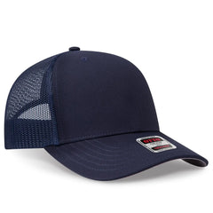 OTTO 1120-1 Seamless 6 Panel Mid Profile Mesh Back Trucker Cap - Navy - Navy / 7 3/8’’ - 7 5/8’’