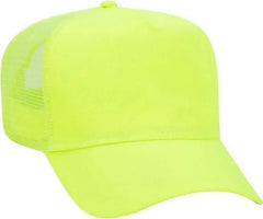 OTTO 117-821 Neon 5 Panel Mid Profile Mesh Back Trucker Cap - Neon Yellow - Yellow / One Size Fits Most