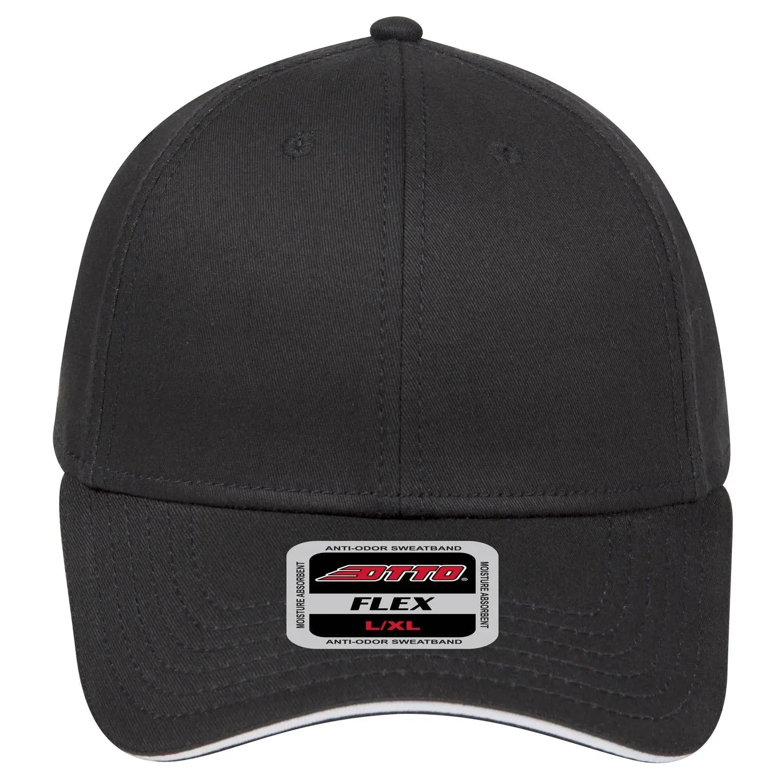 OTTO 12-1163 ’OTTO Flex’ Fitted 6 Panel Low Profile Baseball Cap - Blk/Blk/Wht - Blk/Blk/Wht / 7’’ - 7 1/4’’
