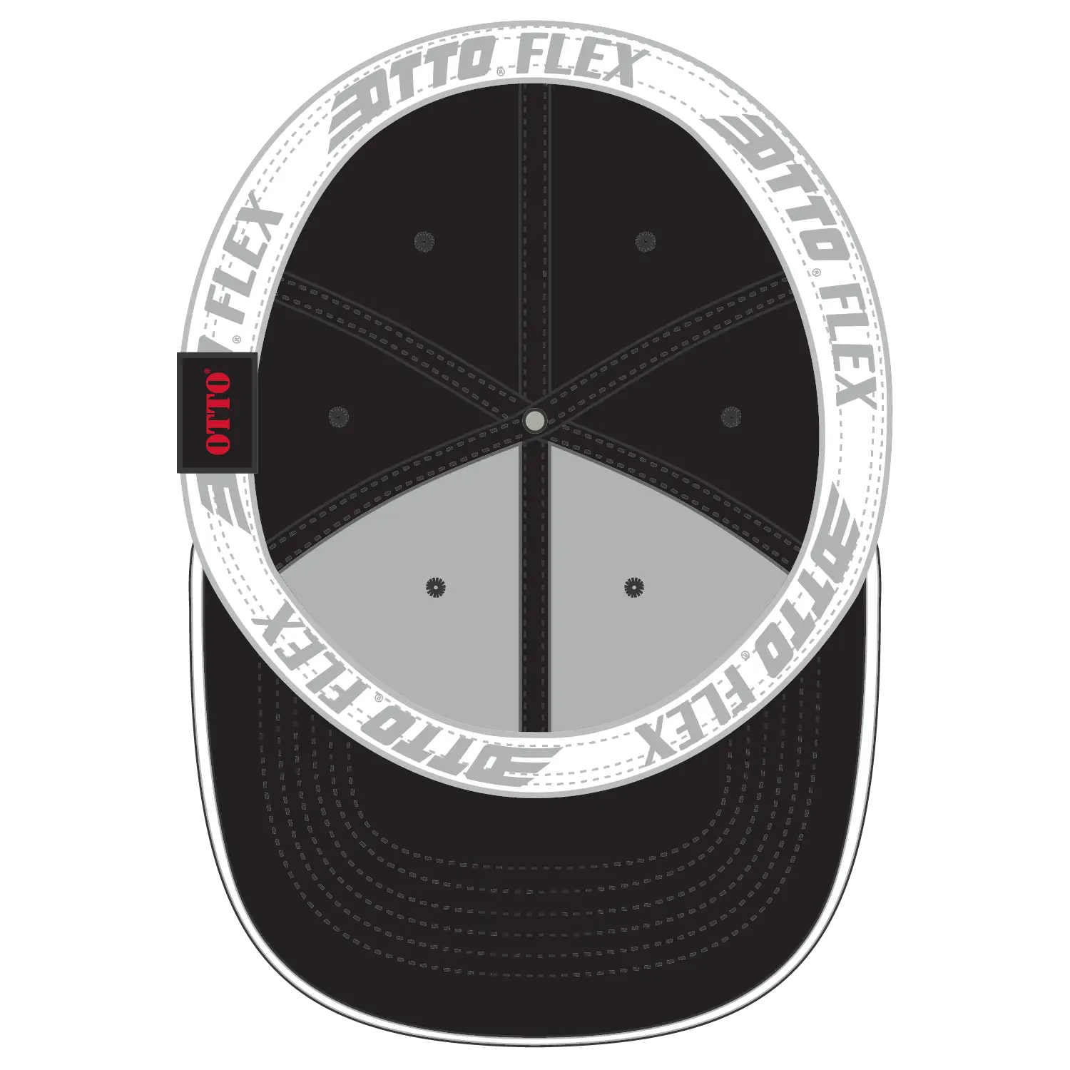 OTTO 12-1163 ’OTTO Flex’ Fitted 6 Panel Low Profile Baseball Cap - Blk/Blk/Wht - Blk/Blk/Wht / 7’’ - 7 1/4’’