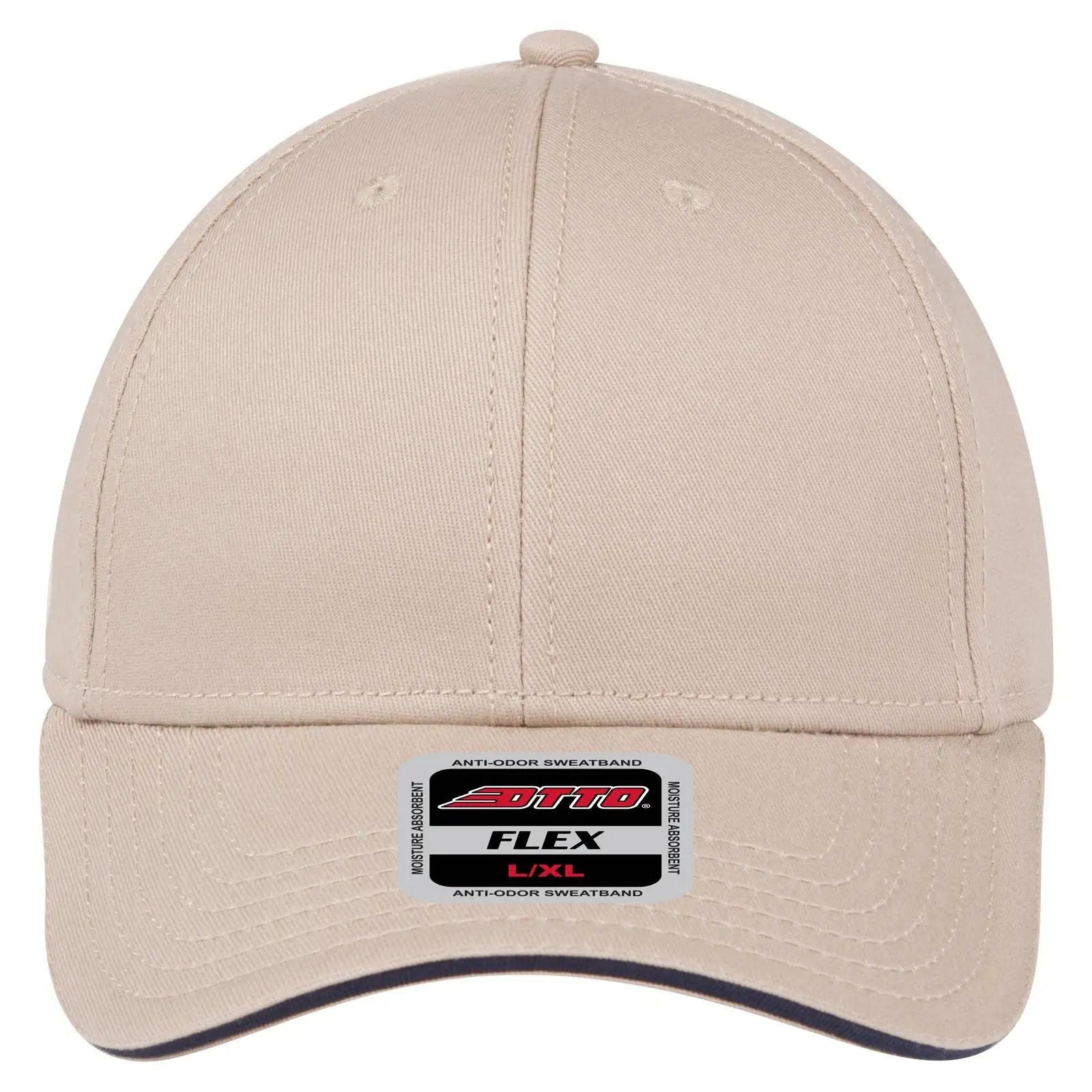 OTTO 12-1163 ’OTTO Flex’ Fitted 6 Panel Low Profile Baseball Cap - Kha/Kha/Nvy