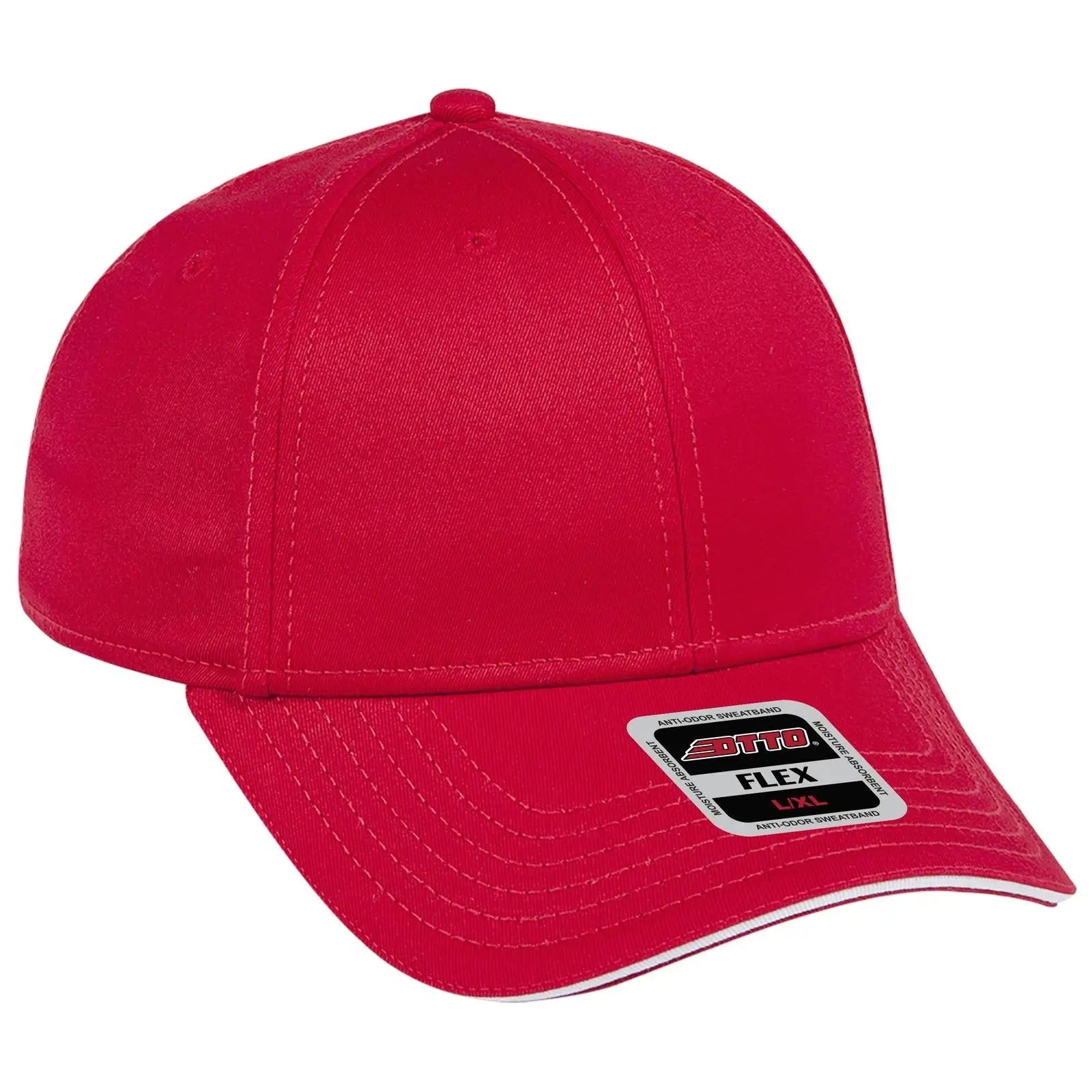 OTTO 12-1163 ’OTTO Flex’ Fitted 6 Panel Low Profile Baseball Cap - Red/Red/Wht