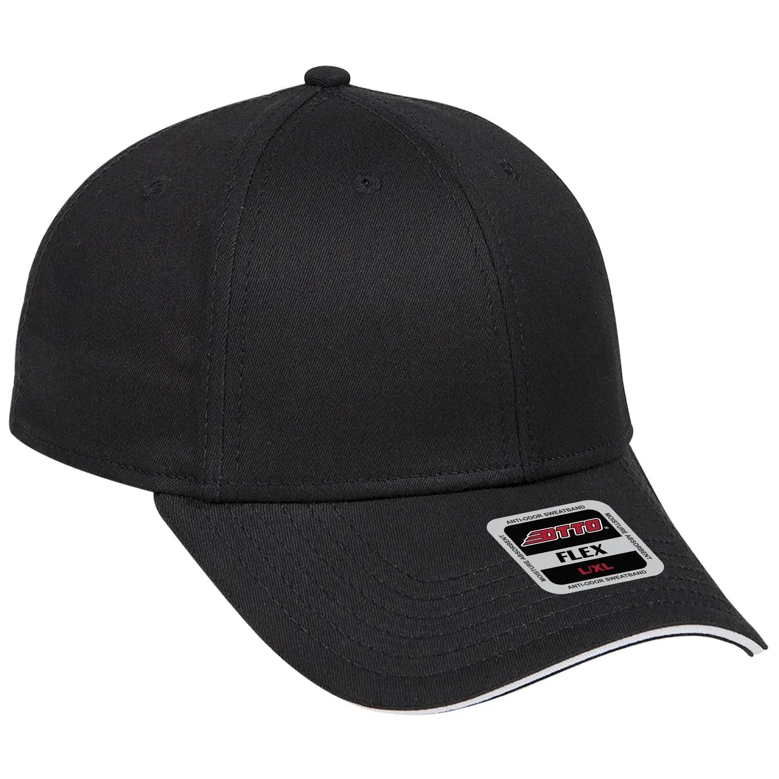 OTTO 12-1163 ’OTTO Flex’ Fitted 6 Panel Low Profile Baseball Cap - Blk/Blk/Wht - Blk/Blk/Wht / 7’’ - 7 1/4’’