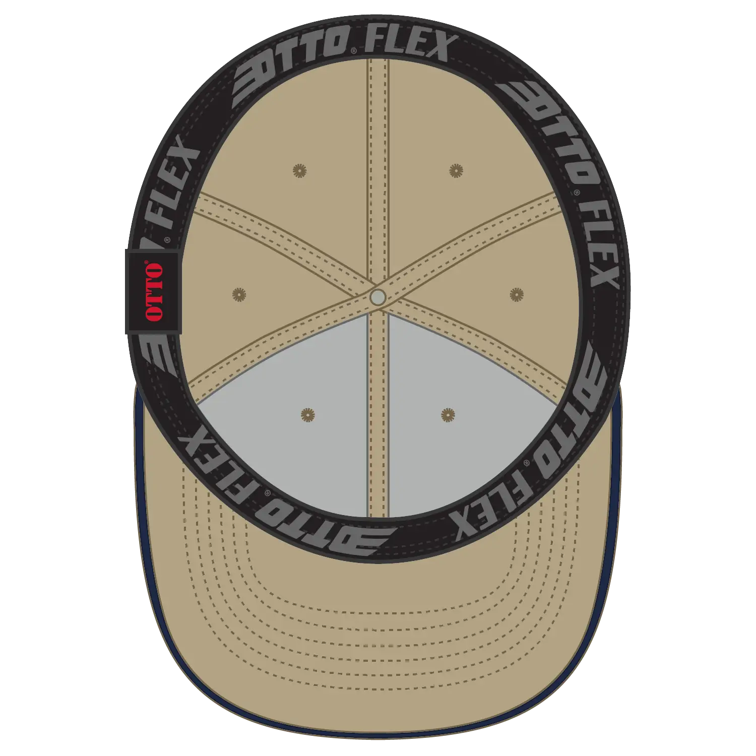 OTTO 12-1163 ’OTTO Flex’ Fitted 6 Panel Low Profile Baseball Cap - Kha/Kha/Nvy