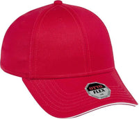 OTTO 12-1163 Stretchable Superior Cotton Twill Sandwich Visor Flex 6 Panel Low Profile Baseball Cap - Red Red White