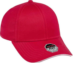 OTTO 12-1163 Stretchable Superior Cotton Twill Sandwich Visor Flex 6 Panel Low Profile Baseball Cap - Red Red White