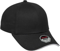 OTTO 12-1163 Stretchable Superior Cotton Twill Sandwich Visor Flex 6 Panel Low Profile Baseball Cap - Black Black White