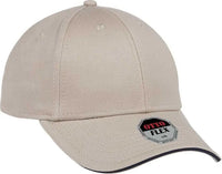 OTTO 12-1163 Stretchable Superior Cotton Twill Sandwich Visor Flex 6 Panel Low Profile Baseball Cap - Khaki Khaki Navy