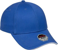 OTTO 12-1163 Stretchable Superior Cotton Twill Sandwich Visor Flex 6 Panel Low Profile Baseball Cap - Royal Royal White