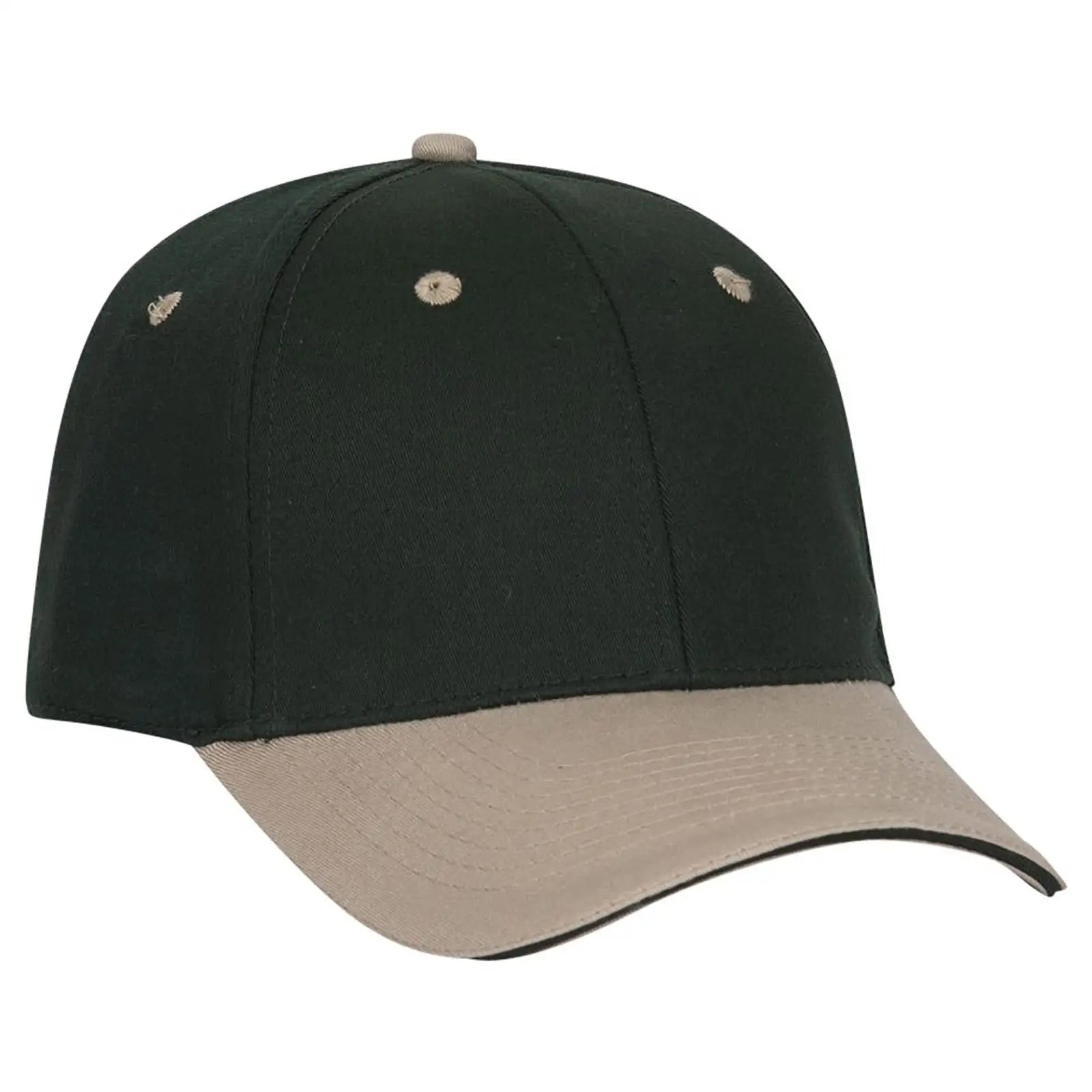 OTTO 12-267 ’OTTO Flex’ Fitted 6 Panel Low Profile Baseball Cap - Kha/Dk.Grn/Dk.Grn - Kha/Dk.Grn/Dk.Grn / 7’’ - 7 1/4’’