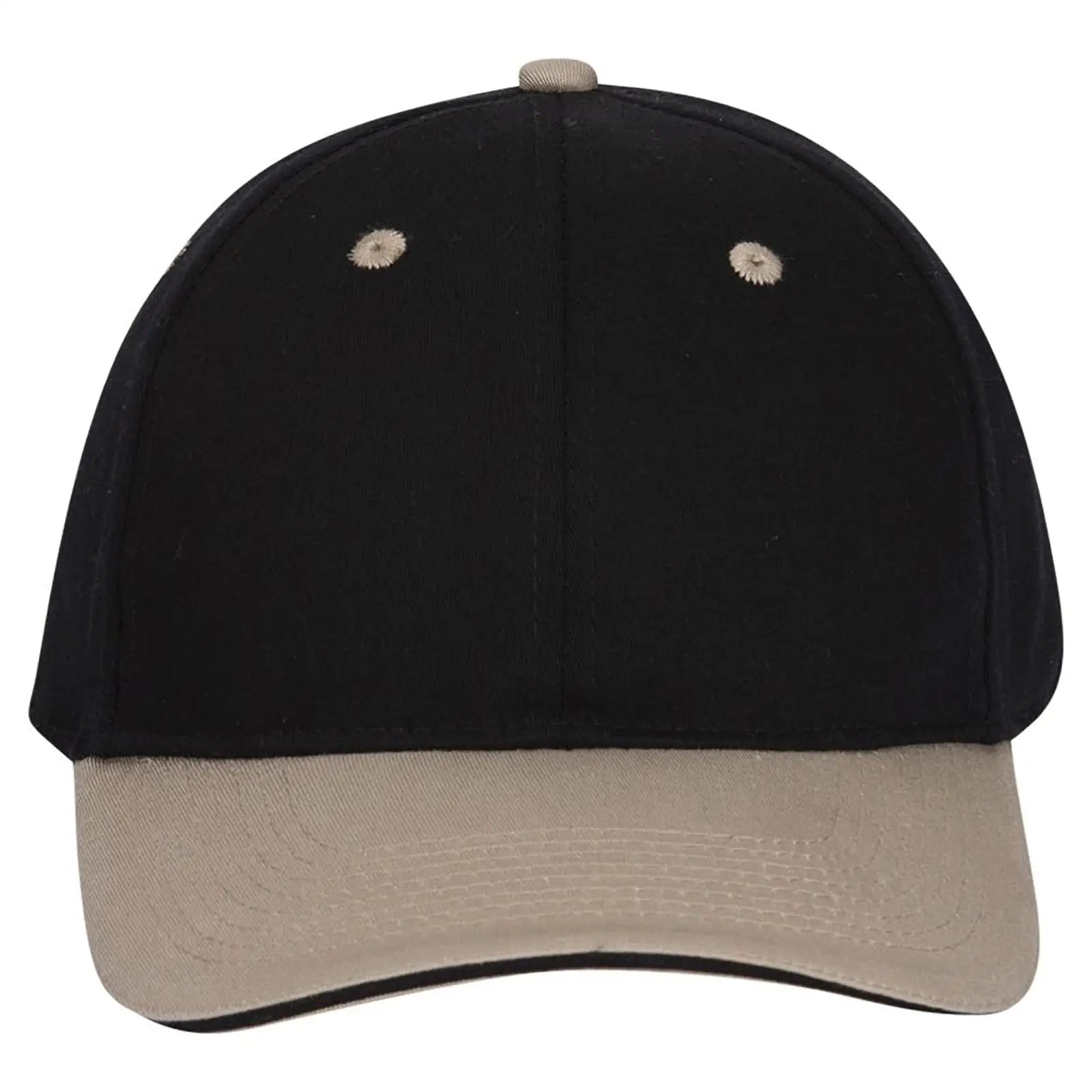 OTTO 12-267 ’OTTO Flex’ Fitted 6 Panel Low Profile Baseball Cap - Kha/Blk/Blk - Kha/Blk/Blk / 7’’ - 7 1/4’’