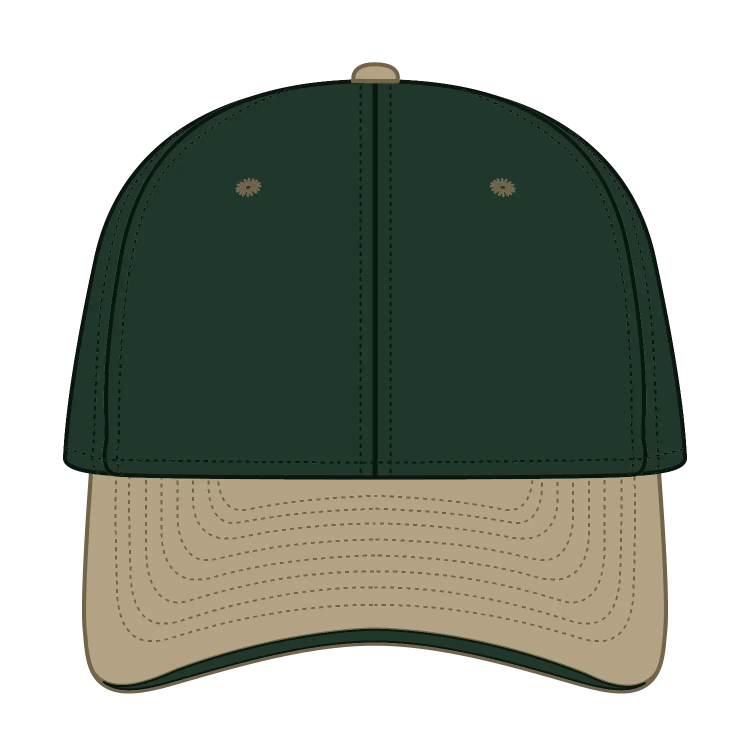 OTTO 12-267 ’OTTO Flex’ Fitted 6 Panel Low Profile Baseball Cap - Kha/Dk.Grn/Dk.Grn - Kha/Dk.Grn/Dk.Grn / 7’’ - 7 1/4’’