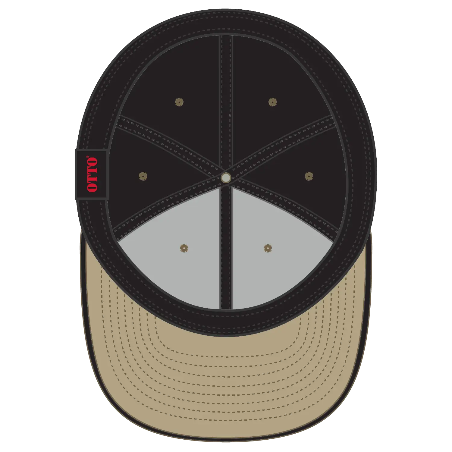 OTTO 12-267 ’OTTO Flex’ Fitted 6 Panel Low Profile Baseball Cap - Kha/Blk/Blk - Kha/Blk/Blk / 7’’ - 7 1/4’’