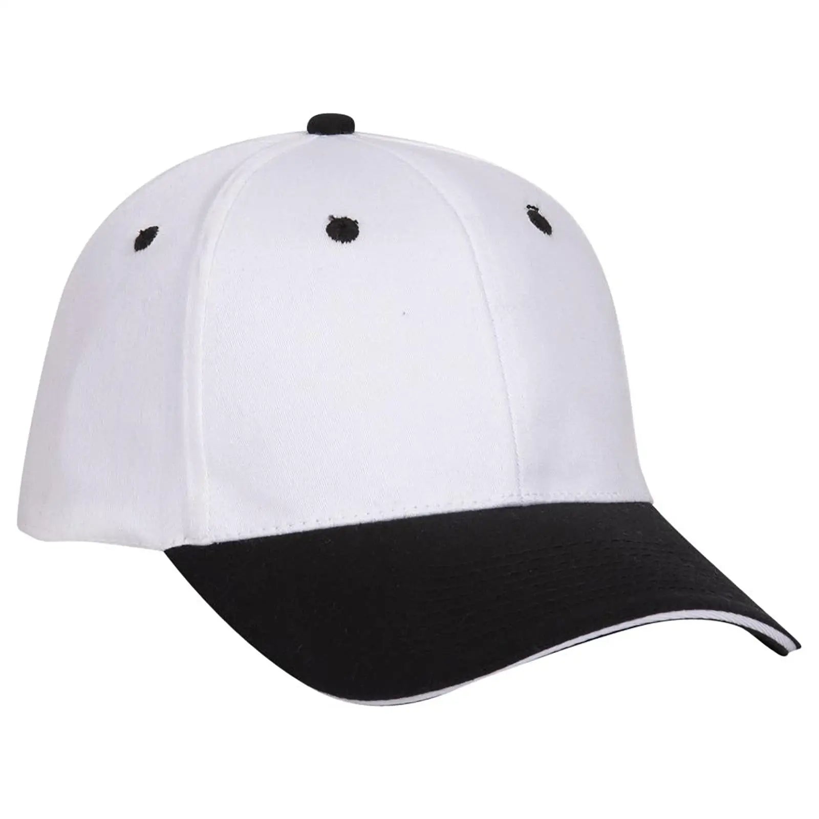 OTTO 12-267 ’OTTO Flex’ Fitted 6 Panel Low Profile Baseball Cap - Blk/Wht/Wht - Blk/Wht/Wht / 7’’ - 7 1/4’’