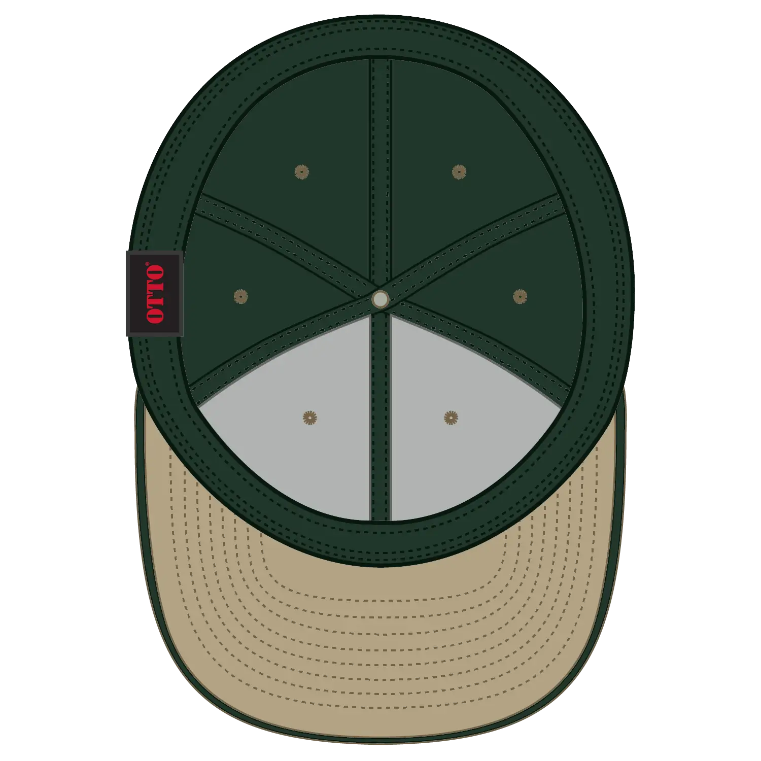 OTTO 12-267 ’OTTO Flex’ Fitted 6 Panel Low Profile Baseball Cap - Kha/Dk.Grn/Dk.Grn - Kha/Dk.Grn/Dk.Grn / 7’’ - 7 1/4’’