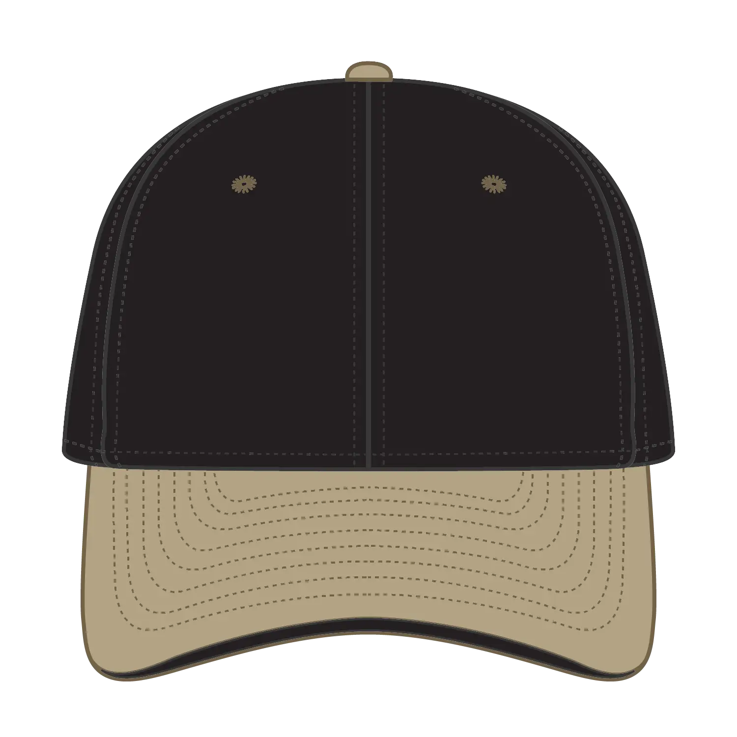 OTTO 12-267 ’OTTO Flex’ Fitted 6 Panel Low Profile Baseball Cap - Kha/Blk/Blk - Kha/Blk/Blk / 7’’ - 7 1/4’’