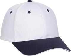 OTTO 12-267 Stretchable Deluxe Brushed Cotton Twill Sandwich Visor Low Profile Pro Style Cap (S/M) - Navy White White