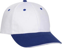 OTTO 12 267 Stretchable Deluxe Brushed Cotton Twill Sandwich Visor Low Profile Pro Style Cap (S/M) Royal White White