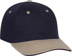 OTTO 12-267 Stretchable Deluxe Brushed Cotton Twill Sandwich Visor Low Profile Pro Style Cap (S/M) - Khaki Navy Navy