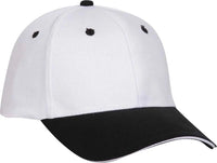OTTO 12-267 Stretchable Deluxe Brushed Cotton Twill Sandwich Visor Low Profile Pro Style Cap (S/M) - Black White White