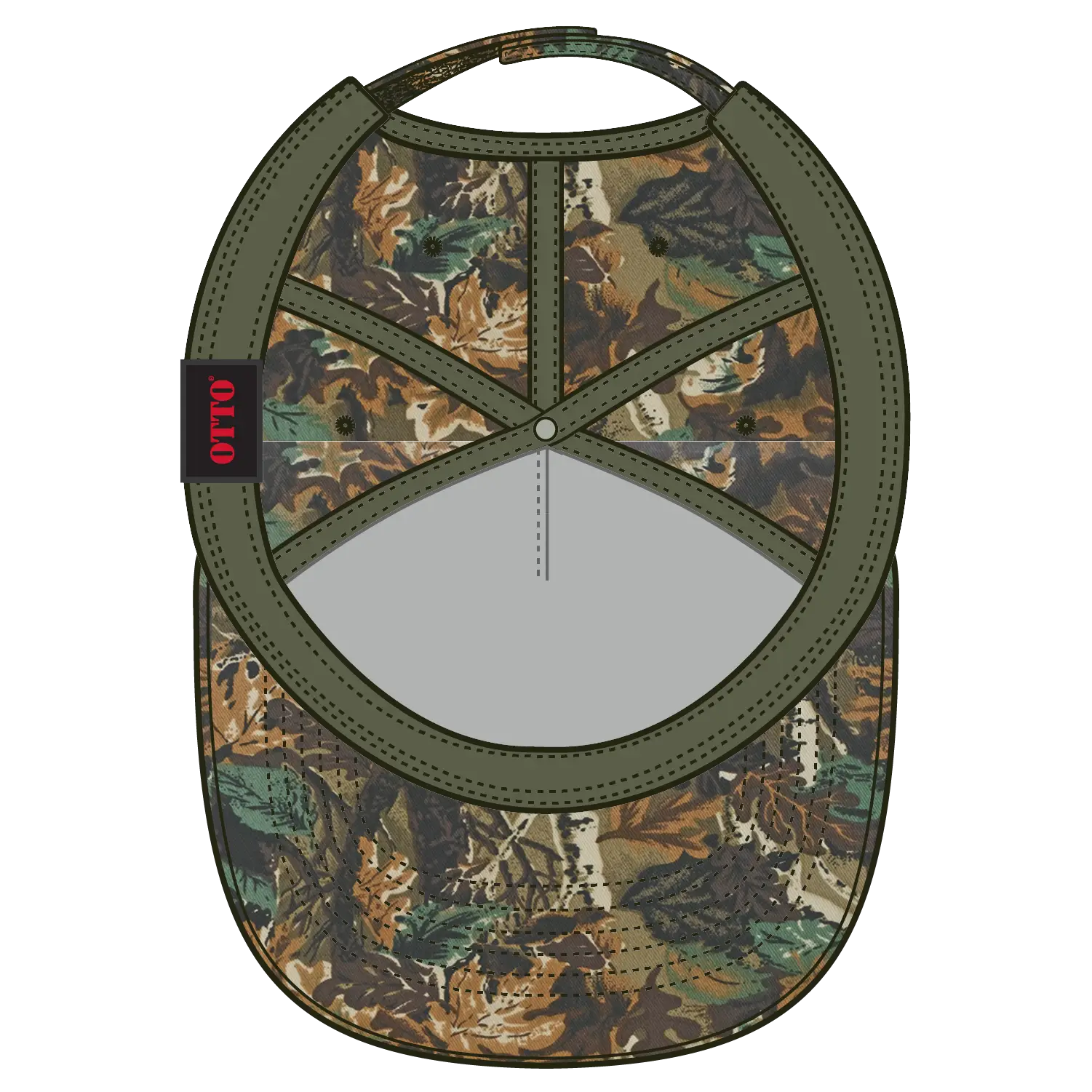 OTTO 120-838 Camouflage 5 Panel Mid Profile Baseball Cap - Lt.Lod/Brn/Kly - Lt.Lod/Brn/Kly / 6 1/2’’ - 7 5/8’’