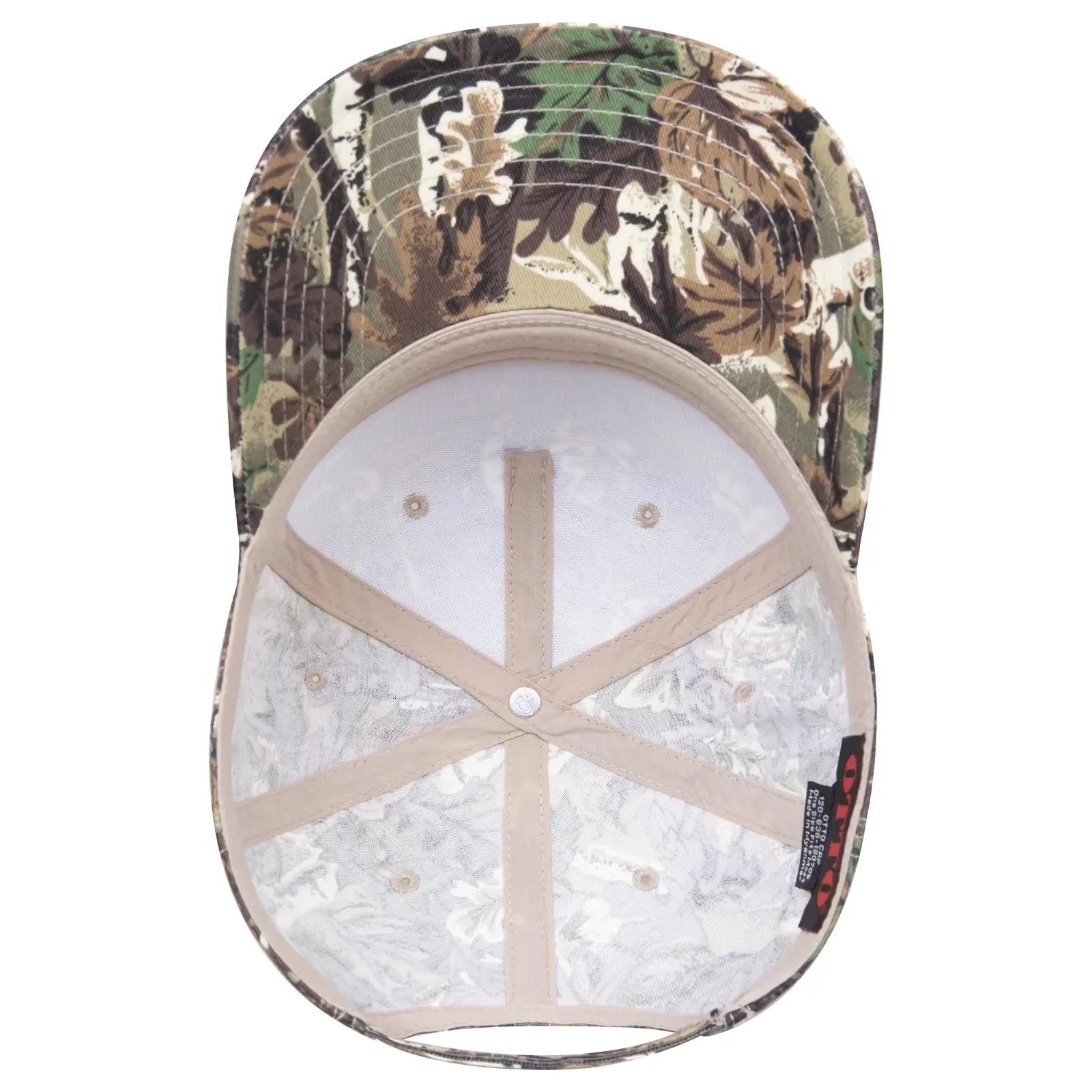 OTTO 120-838 Camouflage 5 Panel Mid Profile Baseball Cap - Lt.Lod/Brn/Kly - Lt.Lod/Brn/Kly / 6 1/2’’ - 7 5/8’’