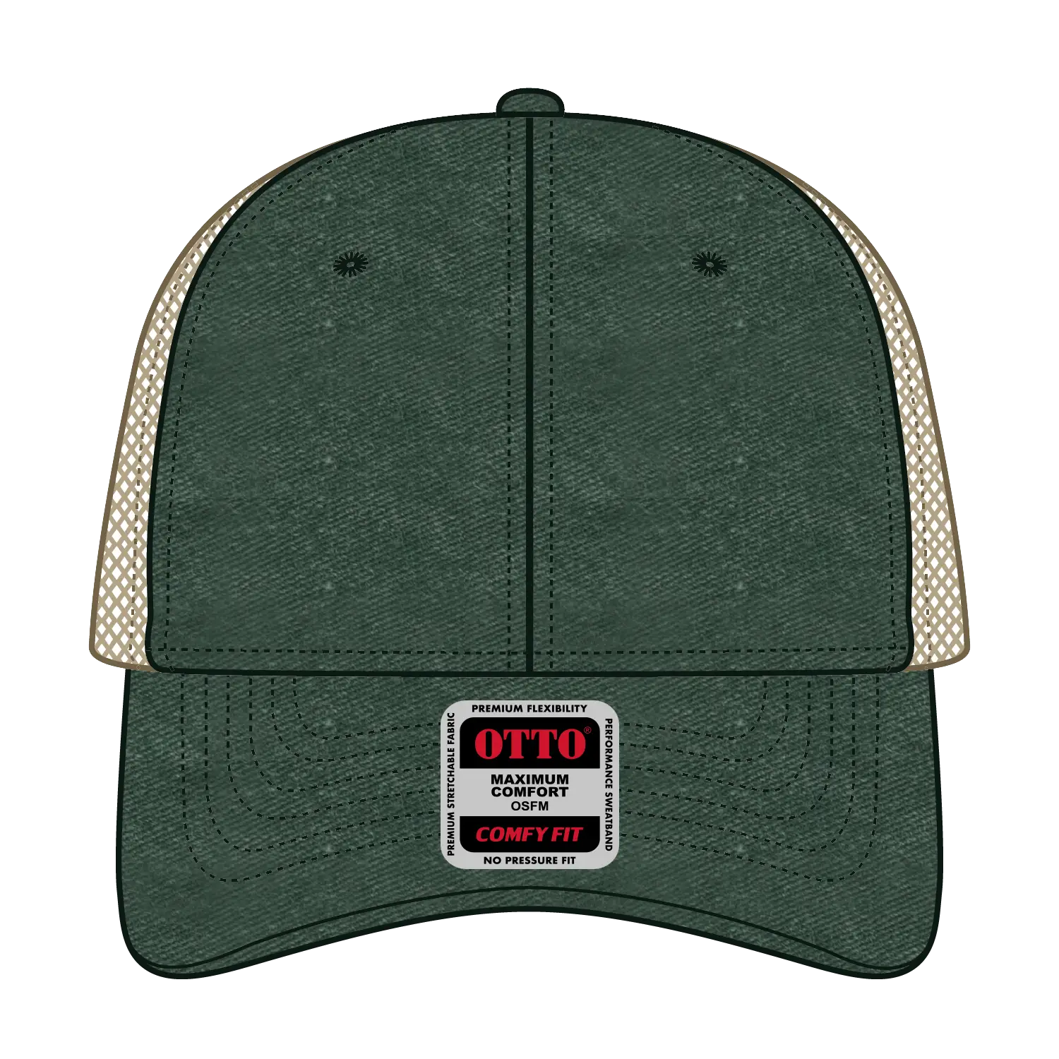 OTTO 121-1202 ’OTTO Comfy Fit’ 6 Panel Low Profile Mesh Back Trucker Cap - Dk.Grn/Dk.Grn/Kha - Dk.Grn/Dk.Grn/Kha / 7