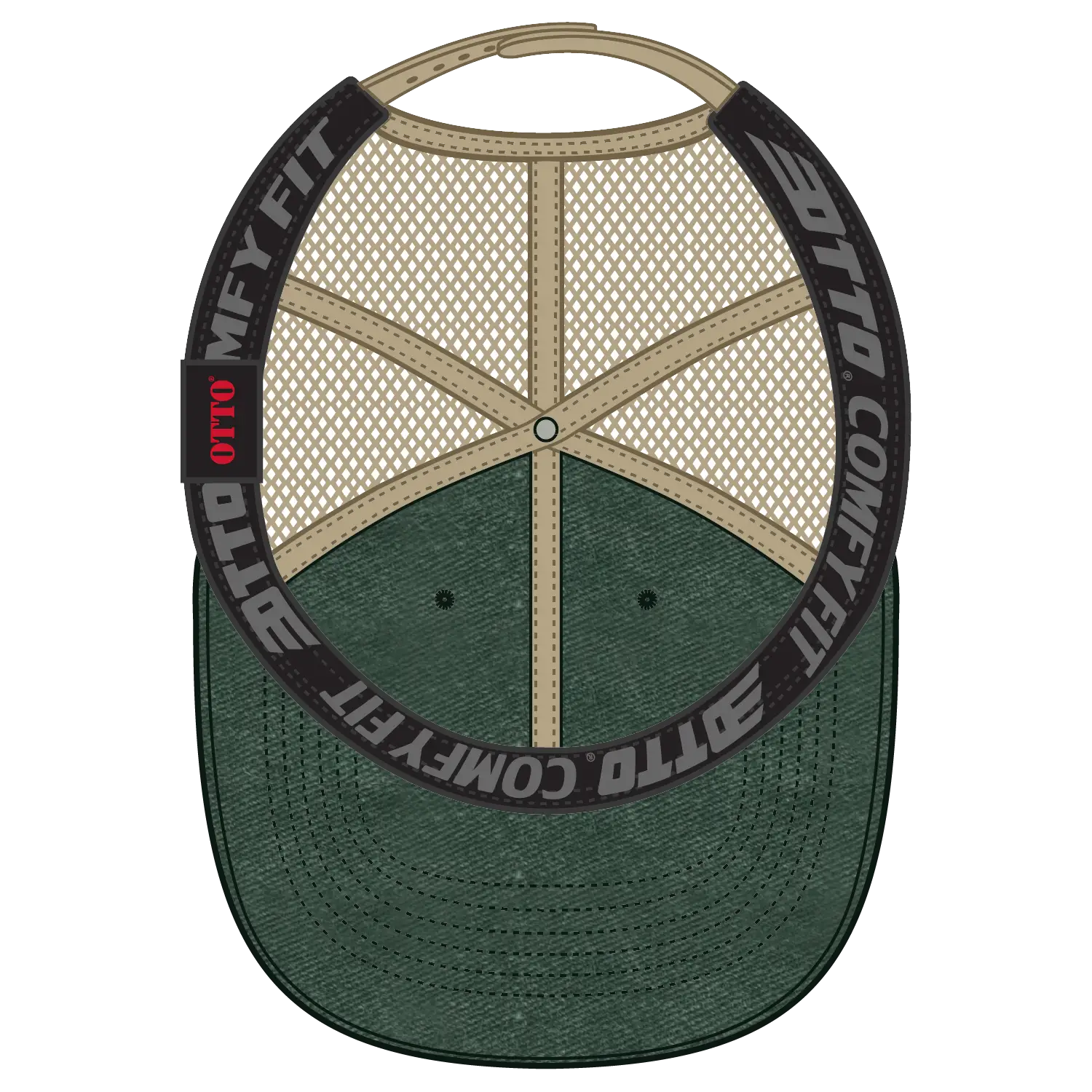 OTTO 121-1202 ’OTTO Comfy Fit’ 6 Panel Low Profile Mesh Back Trucker Cap - Dk.Grn/Dk.Grn/Kha - Dk.Grn/Dk.Grn/Kha / 7