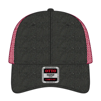 OTTO 121-1202 ’OTTO Comfy Fit’ 6 Panel Low Profile Mesh Back Trucker Cap - Blk/Blk/Red - Blk/Blk/Red / 7 3/8’’ - 7 5/8’’