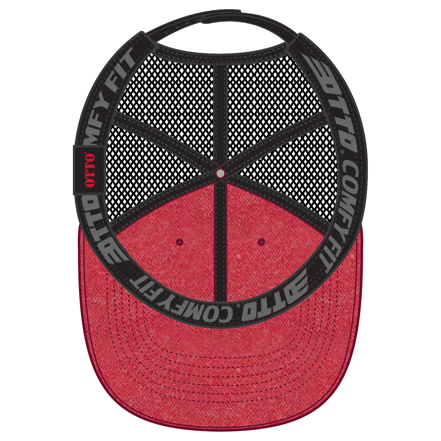 OTTO 121-1202 ’OTTO Comfy Fit’ 6 Panel Low Profile Mesh Back Trucker Cap - Red/Red/Blk - Red/Red/Blk / 7 3/8’’ - 7 5/8’’