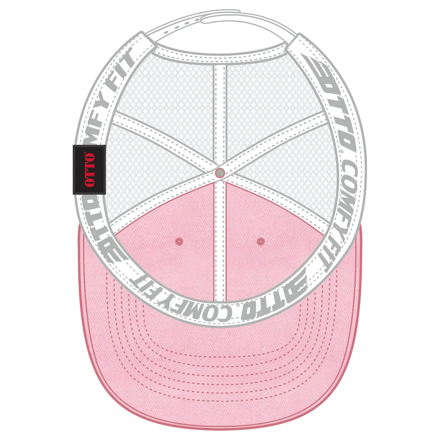 OTTO 121-1202 ’OTTO Comfy Fit’ 6 Panel Low Profile Mesh Back Trucker Cap - Pnk/Pnk/Wht - Pnk/Pnk/Wht / 7 3/8’’ - 7 5/8’’