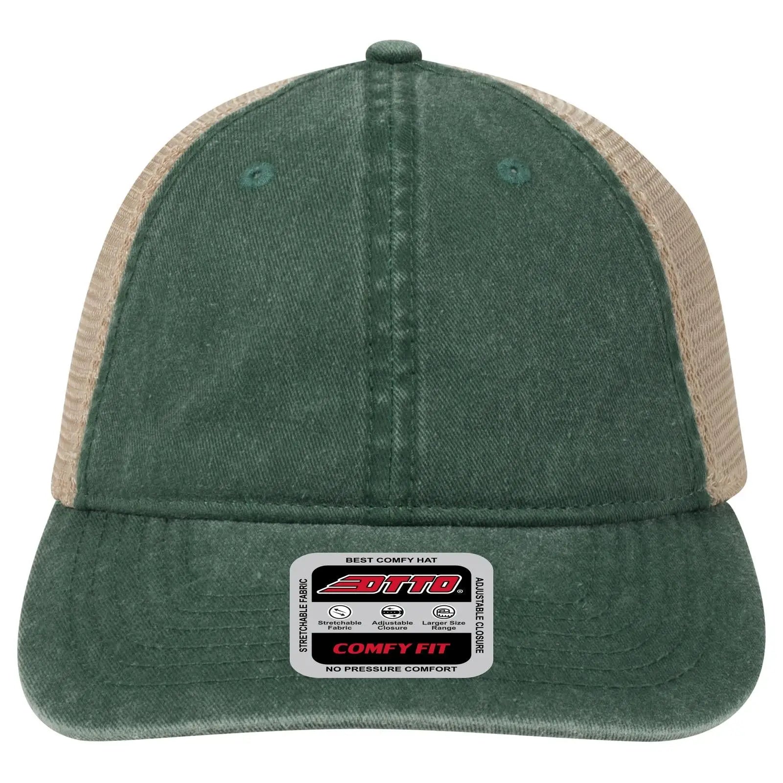 OTTO 121-1202 ’OTTO Comfy Fit’ 6 Panel Low Profile Mesh Back Trucker Cap - Dk.Grn/Dk.Grn/Kha - Dk.Grn/Dk.Grn/Kha / 7