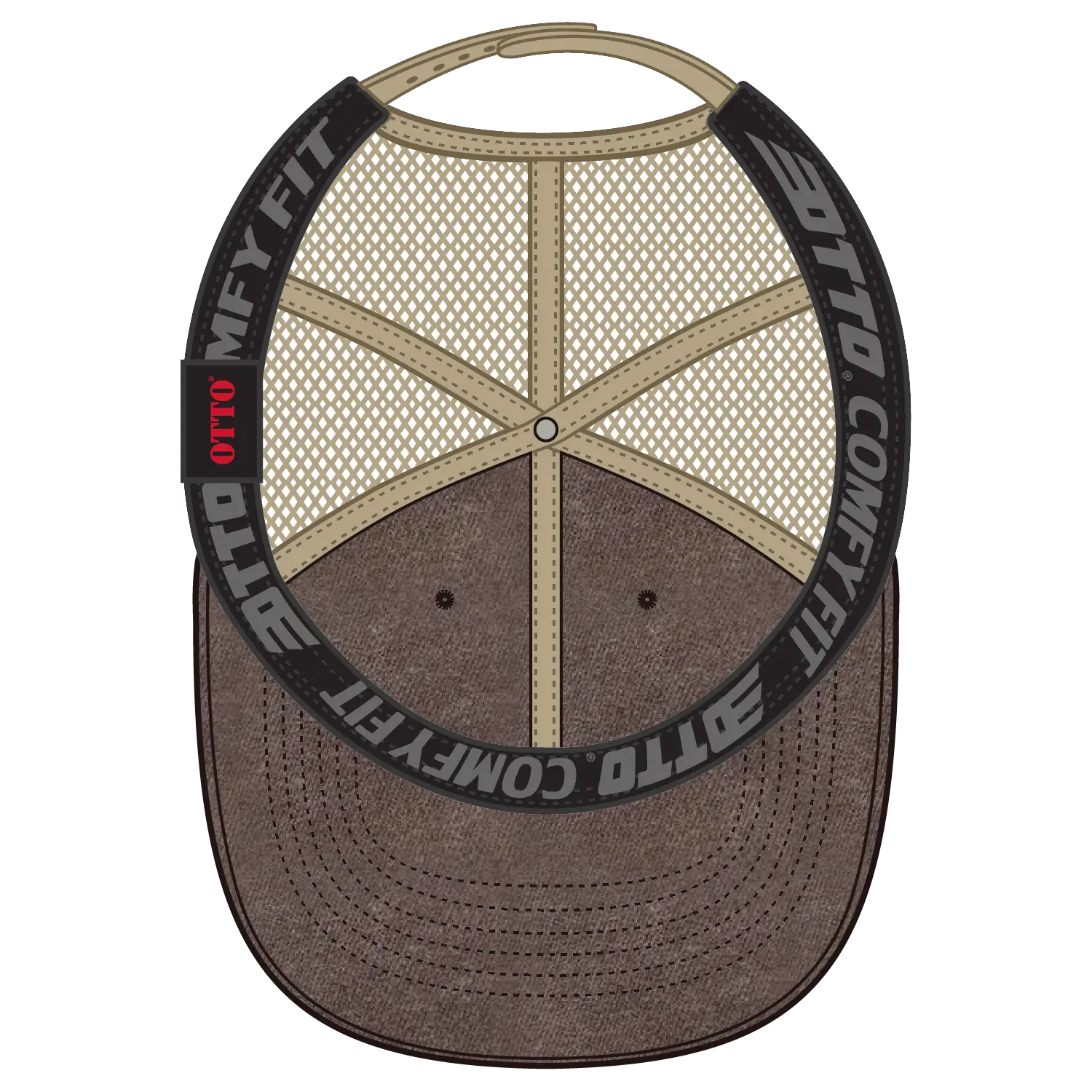 OTTO 121-1202 ’OTTO Comfy Fit’ 6 Panel Low Profile Mesh Back Trucker Cap - Dk.Brn/Dk.Brn/Kha - Dk.Brn/Dk.Brn/Kha / 7
