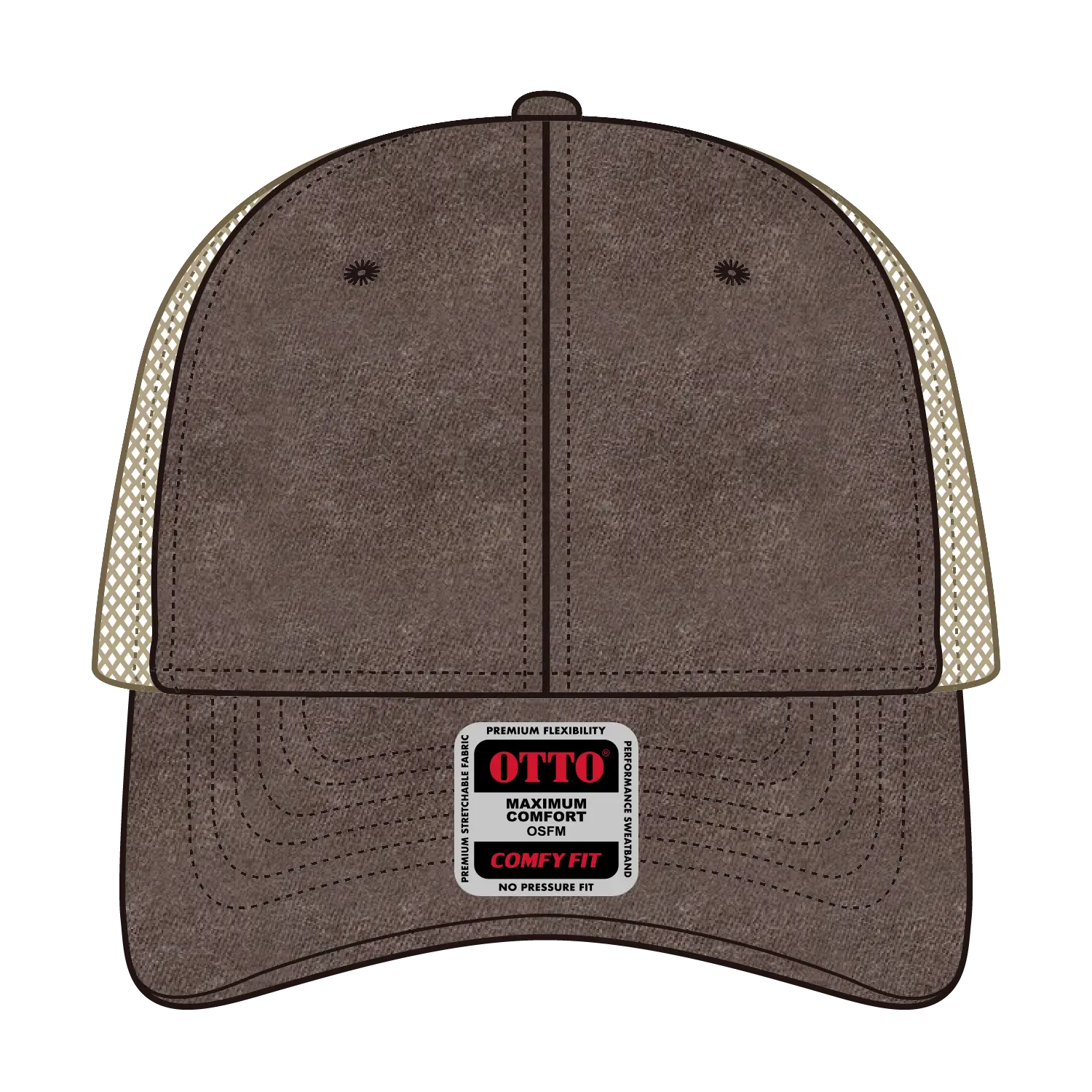 OTTO 121-1202 ’OTTO Comfy Fit’ 6 Panel Low Profile Mesh Back Trucker Cap - Dk.Brn/Dk.Brn/Kha - Dk.Brn/Dk.Brn/Kha / 7