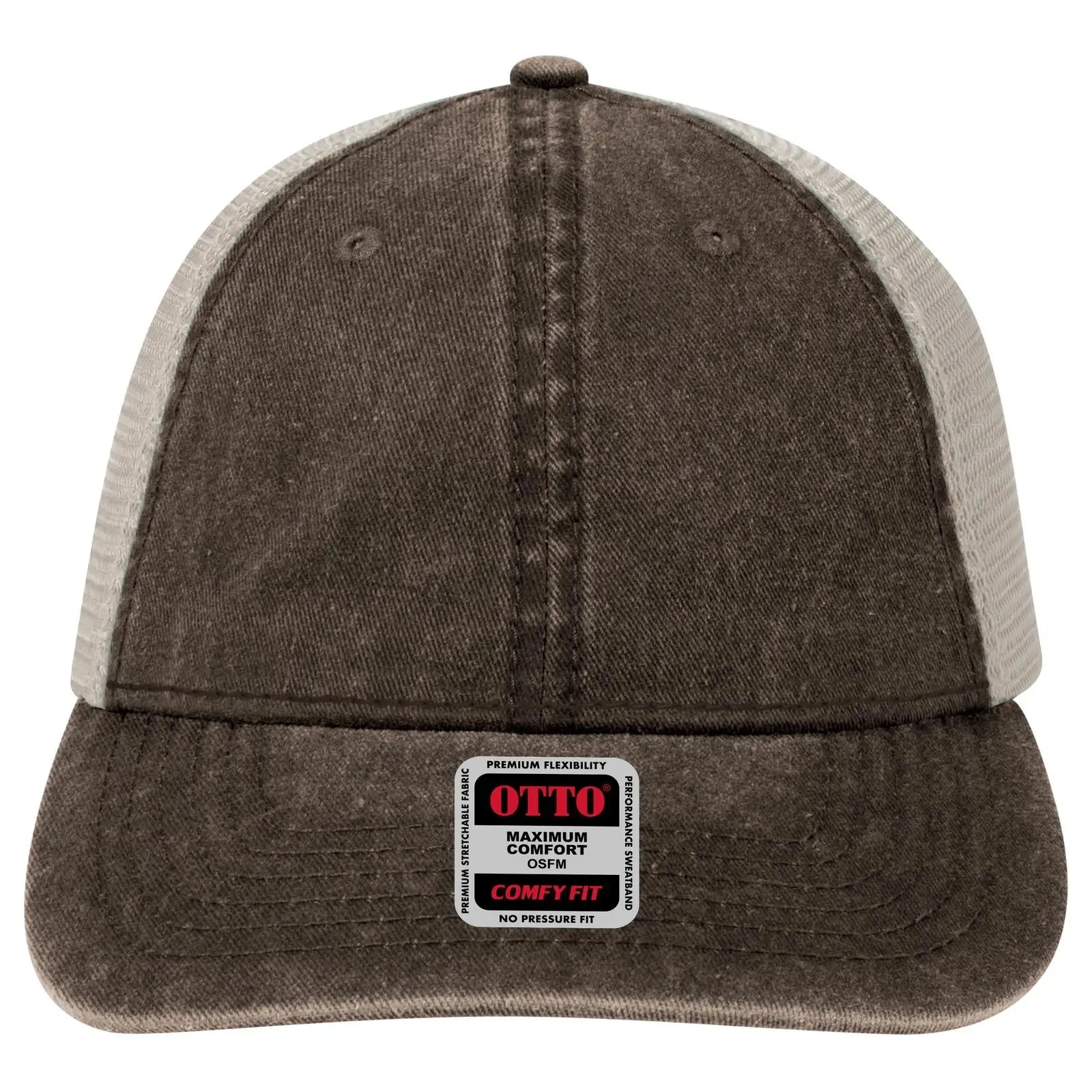 OTTO 121-1202 ’OTTO Comfy Fit’ 6 Panel Low Profile Mesh Back Trucker Cap - Dk.Brn/Dk.Brn/Kha - Dk.Brn/Dk.Brn/Kha / 7