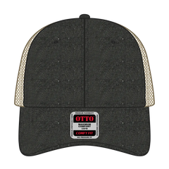 OTTO 121-1202 ’OTTO Comfy Fit’ 6 Panel Low Profile Mesh Back Trucker Cap - Blk/Blk/Kha - Blk/Blk/Kha / 7 3/8’’ - 7 5/8’’