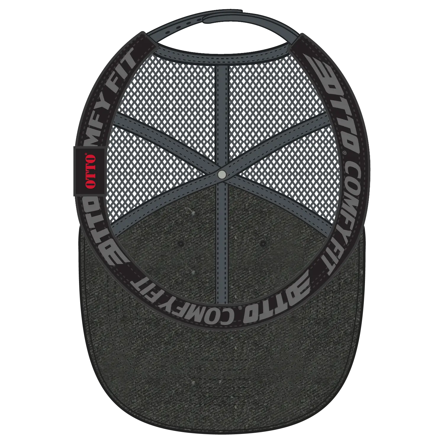 OTTO 121-1202 ’OTTO Comfy Fit’ 6 Panel Low Profile Mesh Back Trucker Cap - Blk/Blk/Ch.Gry - Blk/Blk/Ch.Gry / 7 3/8’’