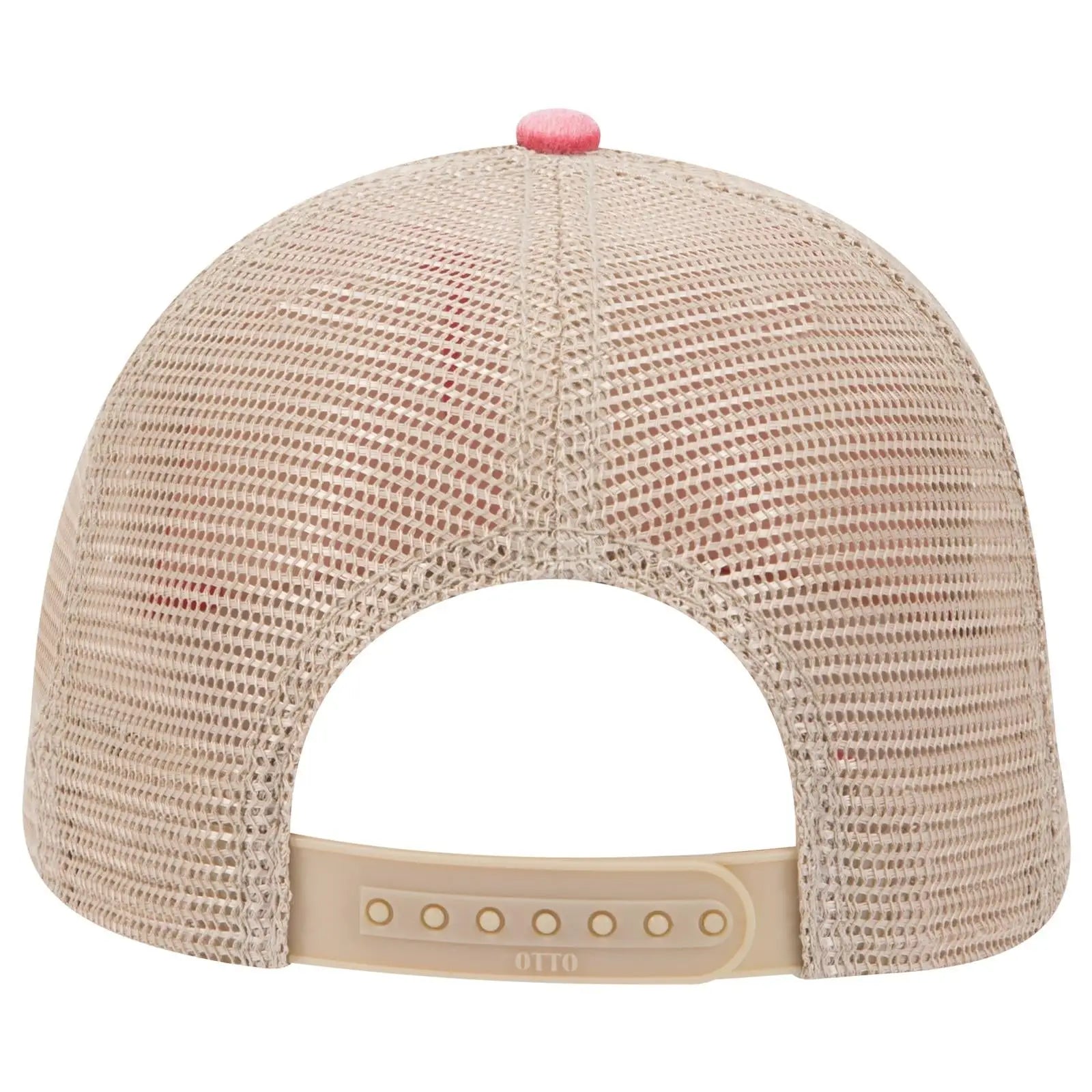 OTTO 121-1202 ’OTTO Comfy Fit’ 6 Panel Low Profile Mesh Back Trucker Cap - Red/Red/Kha - Red/Red/Kha / 7 3/8’’ - 7 5/8’’